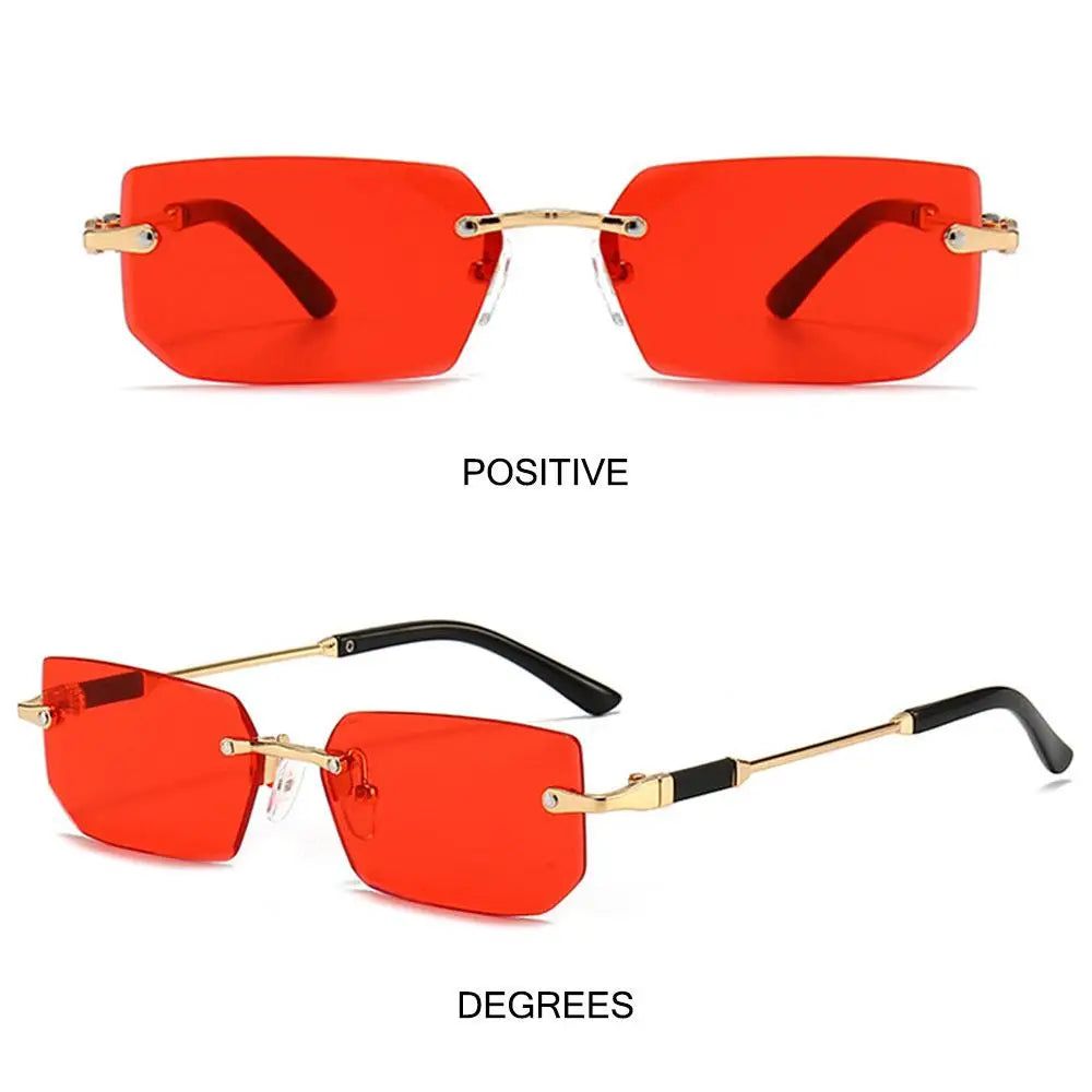Trendy Rimless Rectangle Sunglasses Personalized Jelly Colored Frameless Sun Glasses Retro Shades Fashion Travel UV400 Eyewear