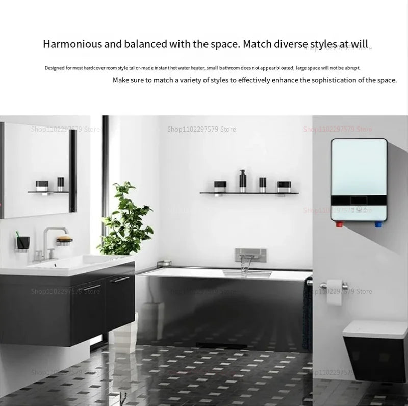 Portable Instant Electric Water Heater for Home Fast Heating Waterproof Kitchen Bathroom Compact Space-saving Safe Efficient