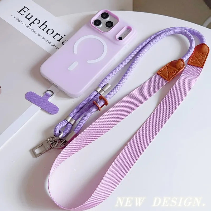 Universal Lanyard Case For iPhone 17 Pro Max 14 12 11 13 15 16 Plus Magnetic Shockproof Candy Crossbody Neck Cord Strap Cover