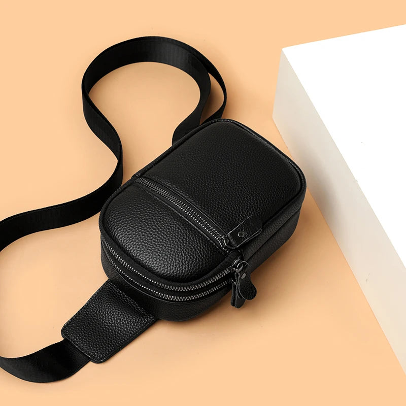 Luxury Genuine Leather Men's Chest Pack Shoulder Bags Fashion Messenger Sling bag Brand Travel Bags Crossbody Unisex Sac Wallet