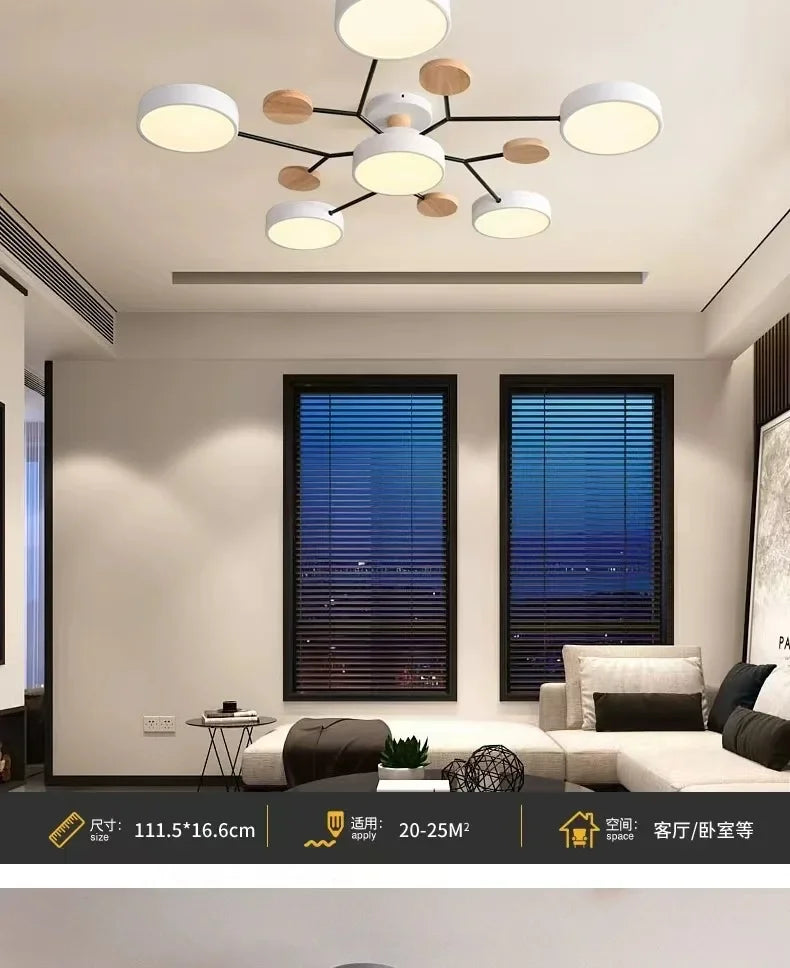 Retro Nordic Minimalist Four Head Six Head Restaurant Lighting Living Room Bedroom Lighting Room Ceiling Light Cross border