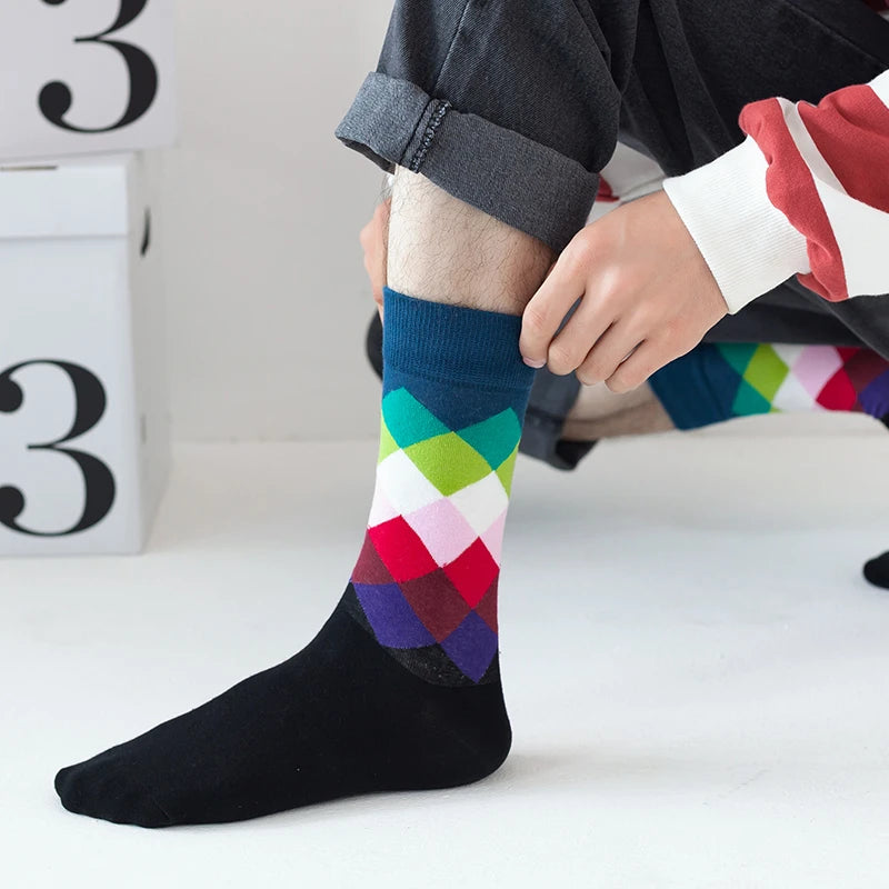 Classic Male Happy Cotton Casual Crew Socks Breathable Color Compression Funny Sox Business Dress High Quality  Socks for Men