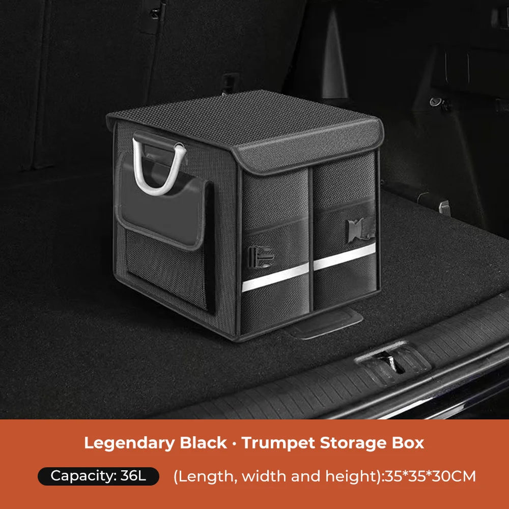 Foldable Trunk Storage Box Waterproof Oxford Cloth 110L Large-Capacity Car Organizer for Camping/Fishing Easy to Carry