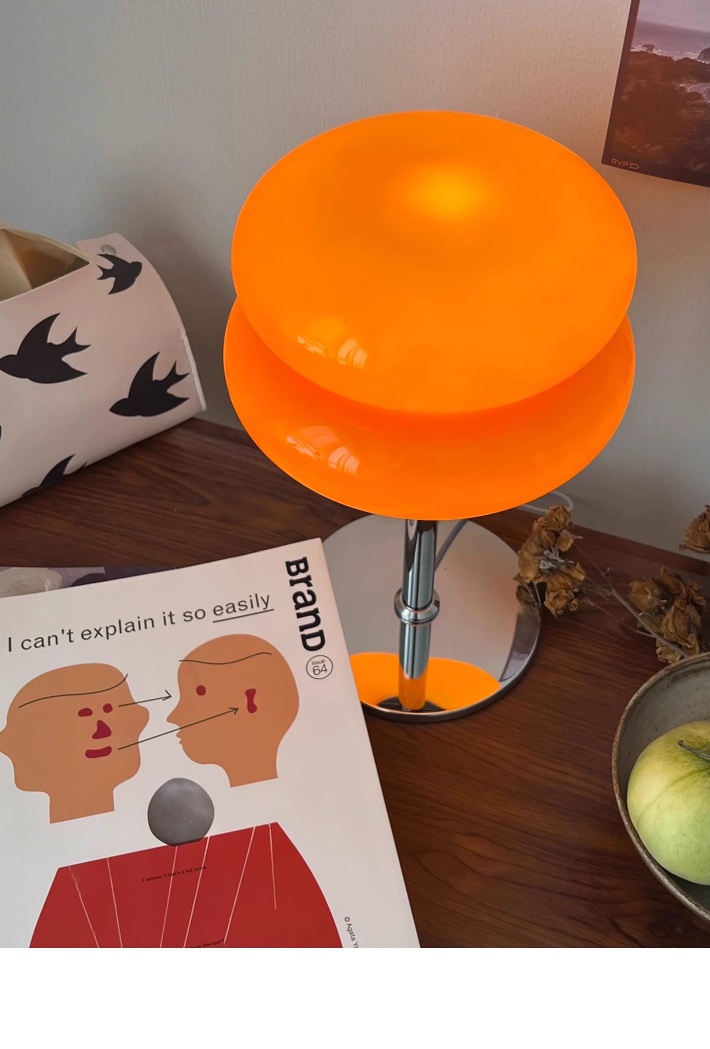 Glass desk lamp with three color dimming, living room atmosphere light, eye protection night light, girls' bedroom bedside decor