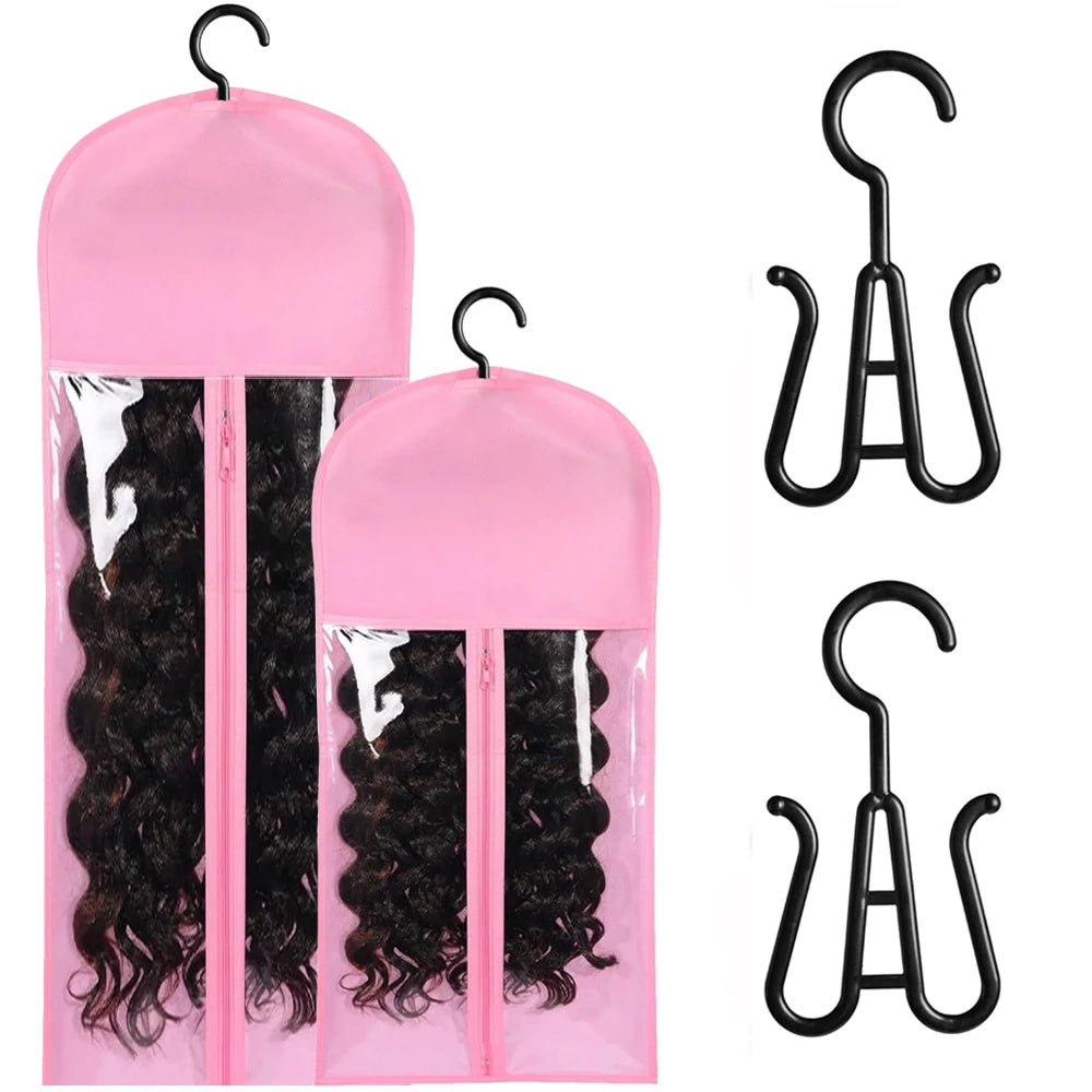 Wig Storage Bag Extra Long Hair Extension Storage Bag With Hanger For Wigs Hair Extensions Hairpiece Wig Bag With Wig Hanger