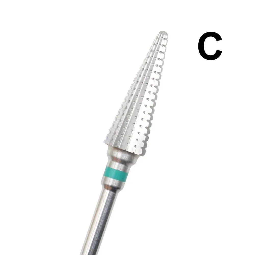 1pc 5-in-1 Carbide Professional Tungsten Steel Nail Drill Bit Gradient Teeth Design for Pre-treatment and Removal