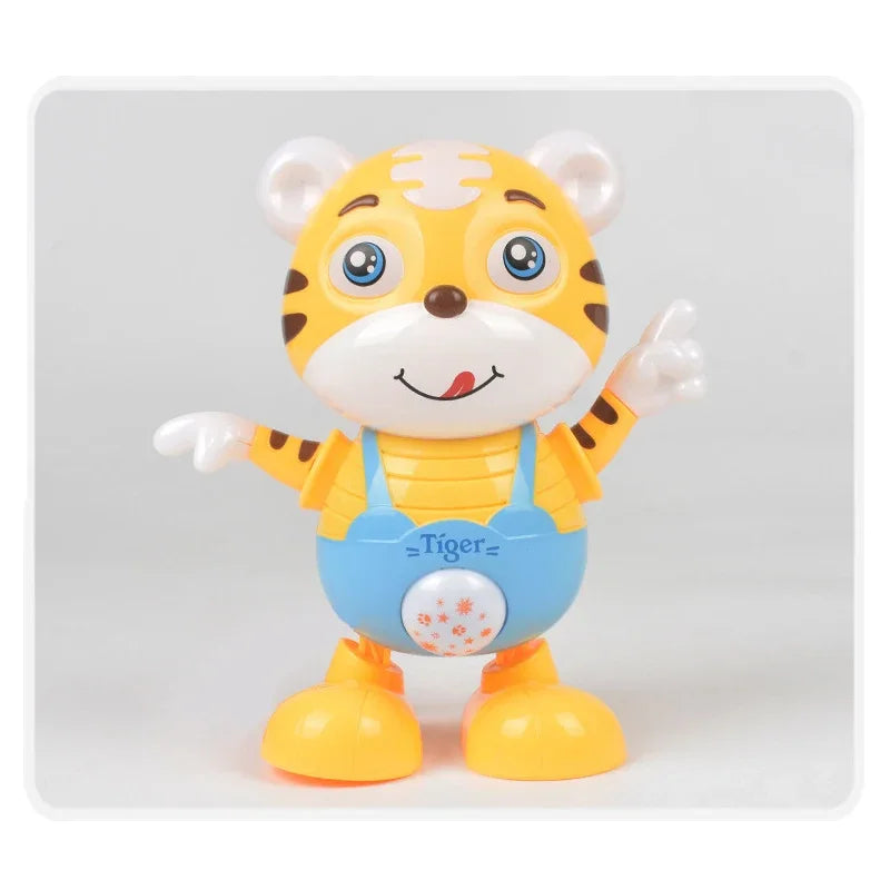Dancing Electric Toy Cartoon Cute Small Yellow Tiger Doll Home Decor Kid Gift Baby Early Education Musical Dance Light Baby Gift