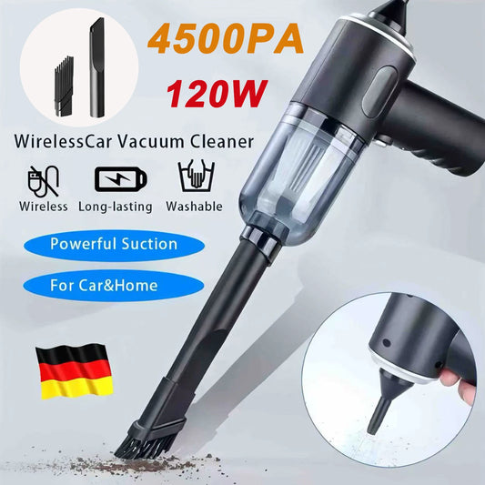 2025 Black Portable Car Wireless Vacuum Cleaner 120W Powerful Handheld for Home & Auto, Lightweight Cordless Rechargeable 3-in-1