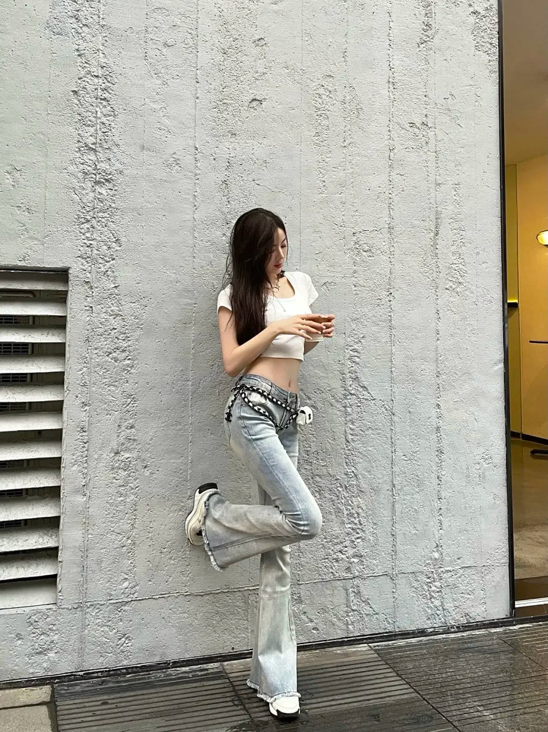 Low Rise Waist Bell Bottom Trousers Blue Pants for Woman Skinny Women's Jeans Flare Slim Fit Flared Baggy Stylish Summer Pant A