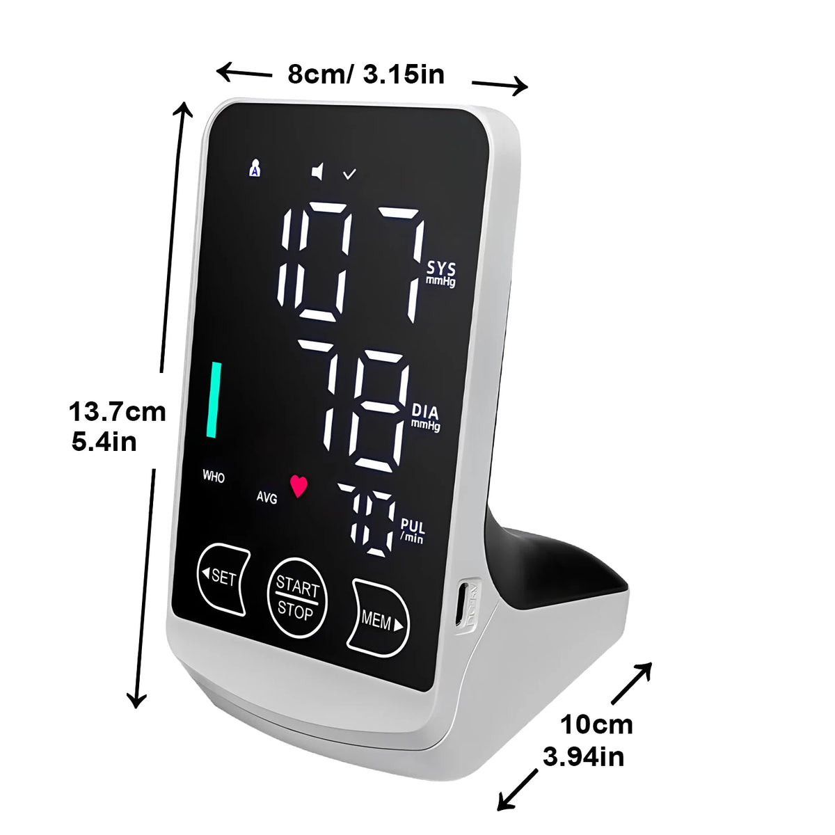 Digital Upper Arm Blood Pressure Monitor Automatic HD Screen Medical BP Measuring Meter