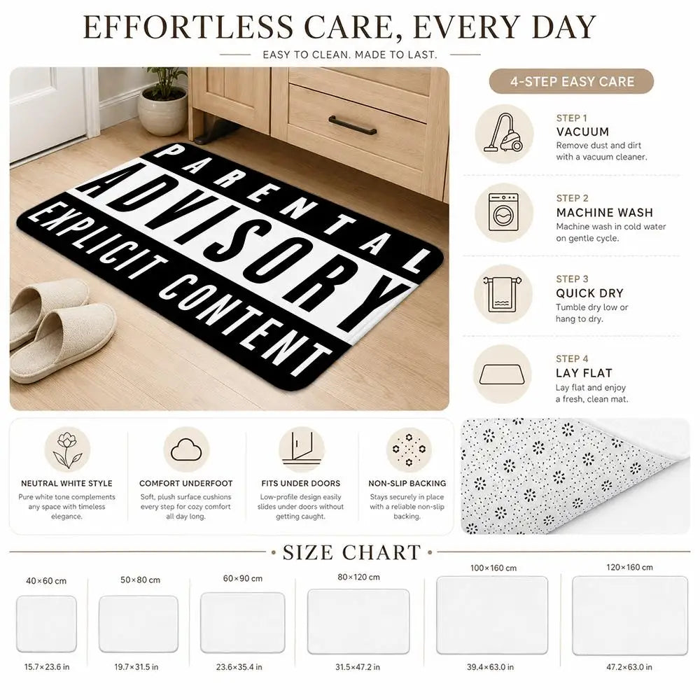 Warning Label P-Parental Advisory Floor Mat Non-Slip Absorbent Floor Mat Decorative Rug for Home Bathroom Bedroom Entryway