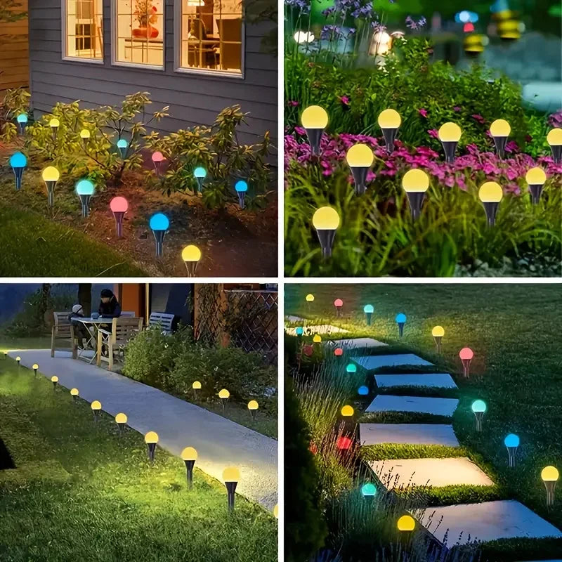 LED Solar Garden Light  Bubble Path Lighting Crystal Ground Stakes Outdoor Lawn Lights- 8 Modes for Christmas Party Decoration