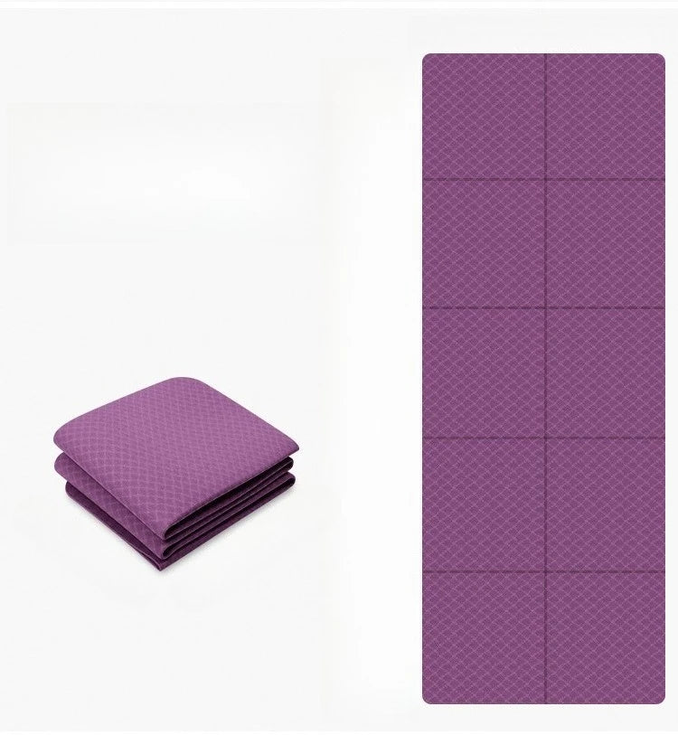TPE Folding Yoga Mat Sports Anti Slip Shock-absorbing Fitness Folding Mat High-density 6mm Portable Belt Wear-resistant Rest Mat