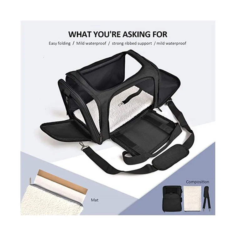 Pet Bag Pet Out Portable Handbag Shoulder Bag Breathable Steel Wire Support Belt Bottom