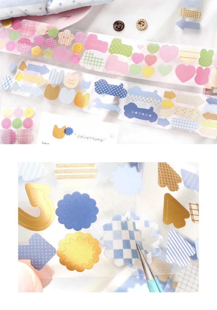 40mm * 300cm Kawaii Ins Basic Geometric Pattern Die Cutting Stickers Creative Handbook Decoration DIY Diary Scrapbook Supplies