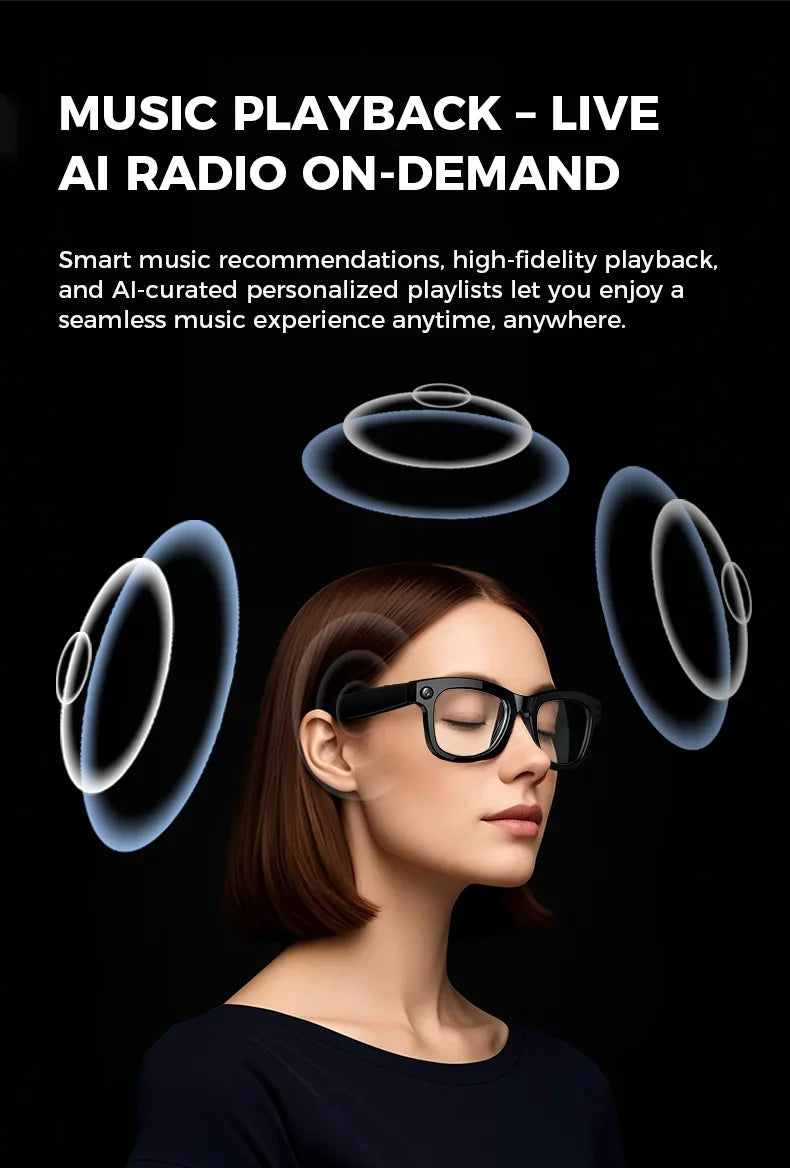 AI Smart Glasses Built-in HD Camera Glasses Bluetooth Wireless Audio Intelligent Glasses Anti-glare Anti-blue connected glasses