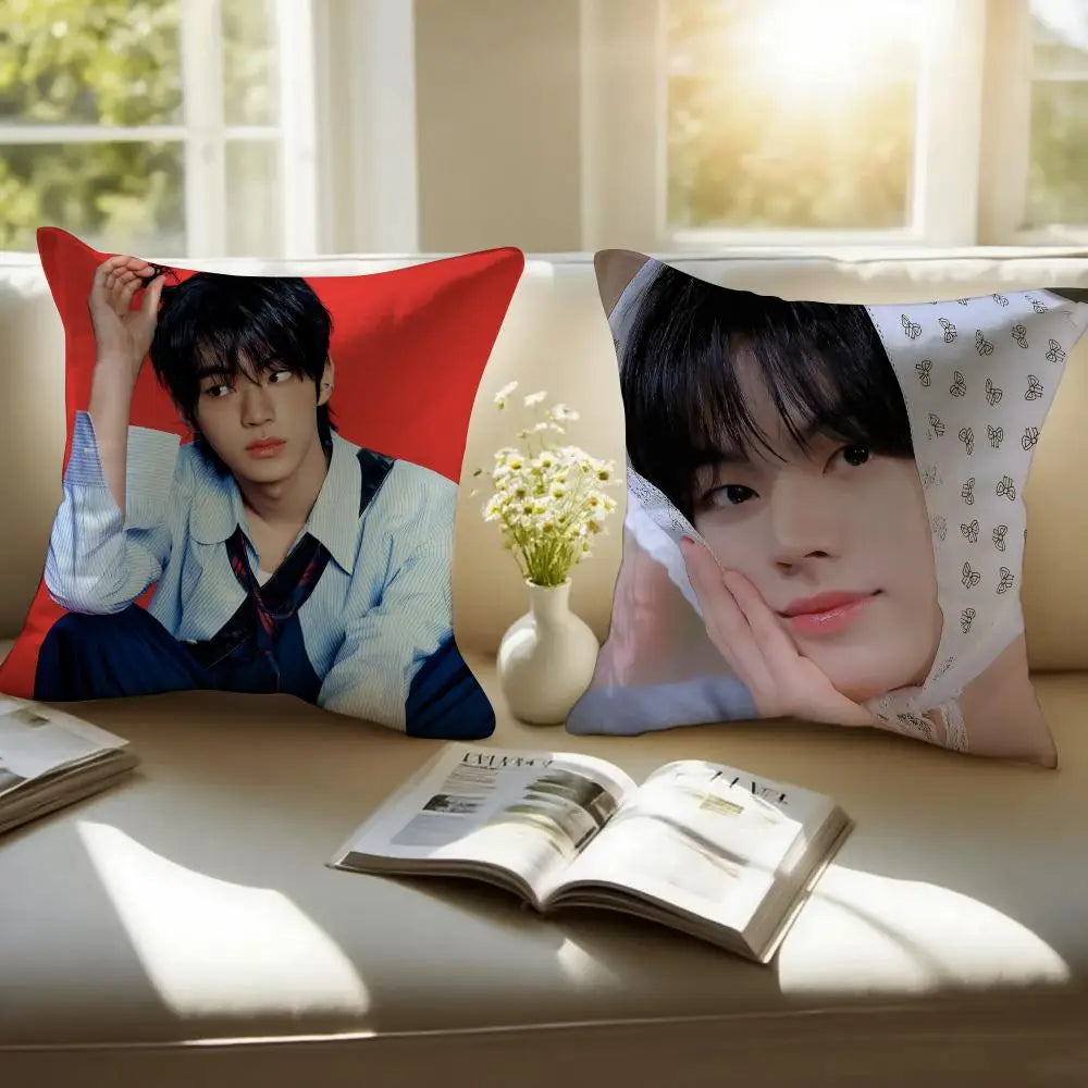 Kpop Handsome Singer K-Kim Do-hoon Cushion Cover Pillowcase Short Plush Invisible zipper Room Sofa Cushion Cover
