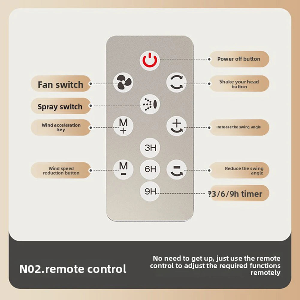 3 In 1 Smart Remote Control Humidifier Floor Fan,Multifunctional Oscillating Standing Desktop Circulating Fan,4 Speed Adjustable
