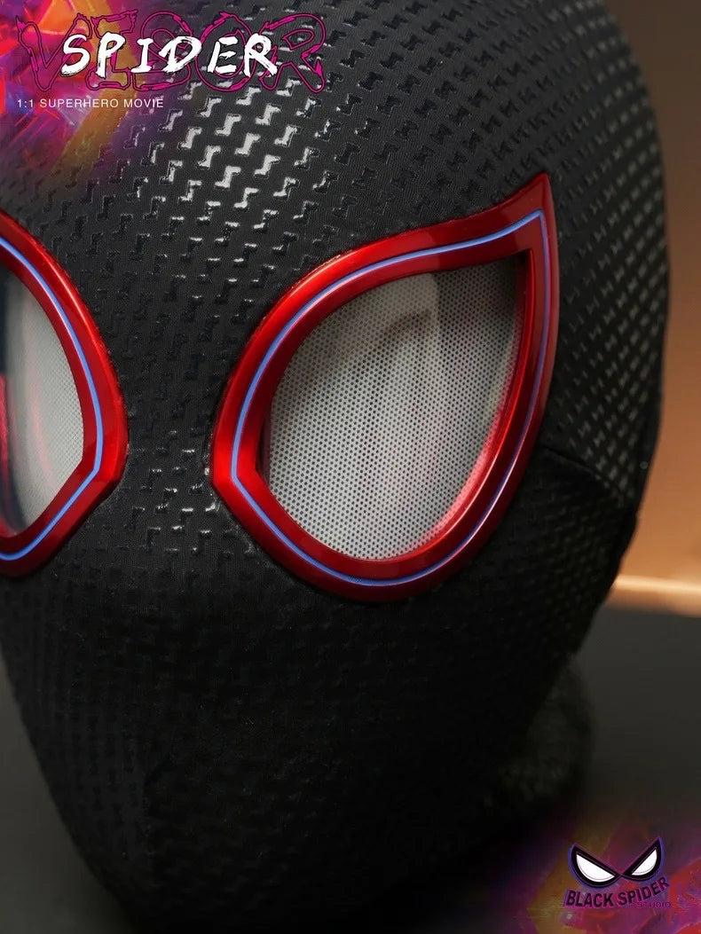 1:1 Miles Morales Mask with Movable Eyes Mascara Electric Gwen Spider-Man Helmet Ring Control Halloween Cosplay Mask Toy Gift