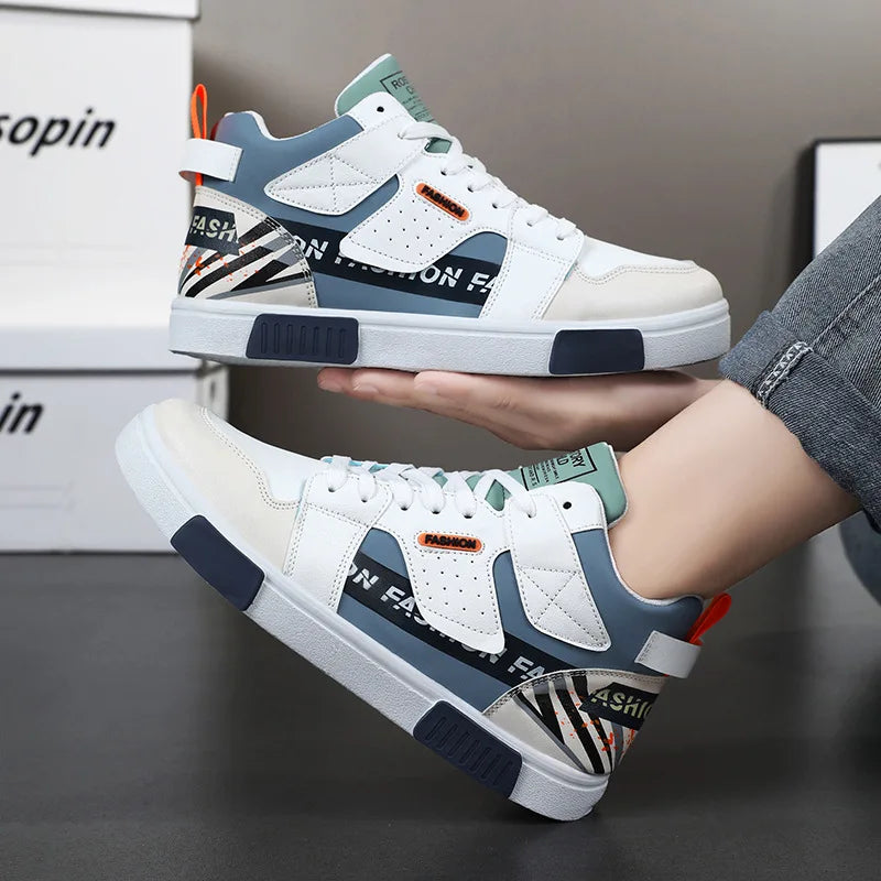 Men's Skateboarding Shoes 46 High Top Casual Sneakers Breathable Street Shoes Black Flats Shoes  Walking Shoes Chaussure Homme