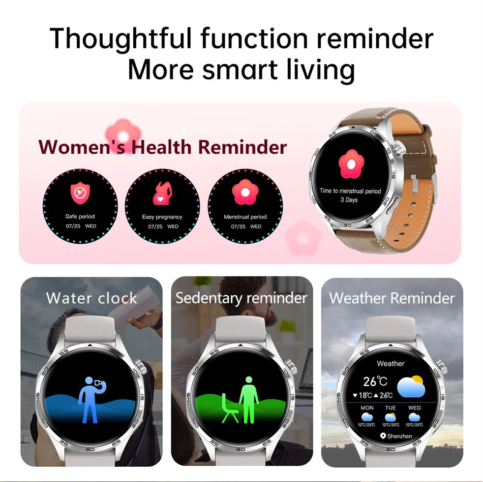 2025 New Mens Smart Watch 360 * 360 Bluetooth Call Smartwatch AMOLED Screen GPS Smart Watches NFC Waterproof Smart Watch for Men