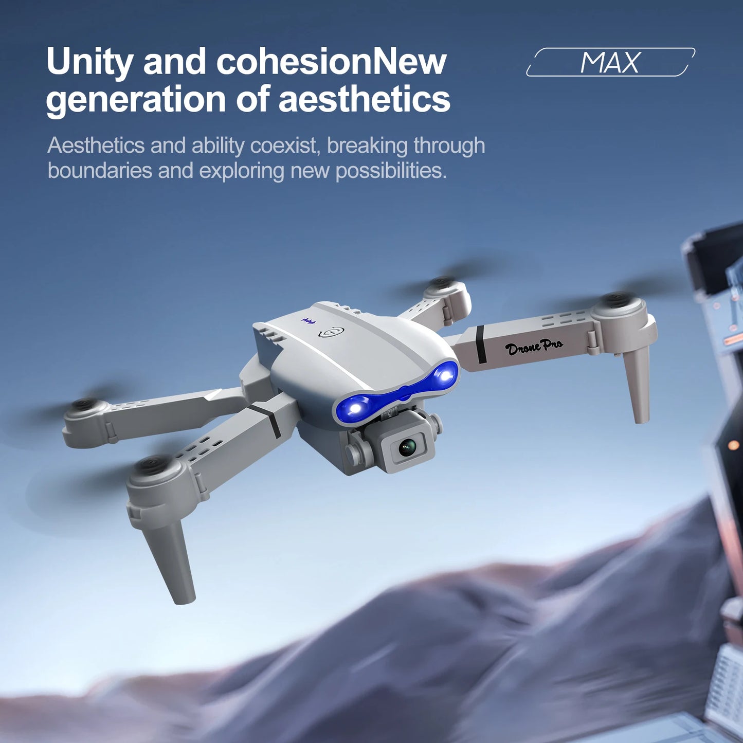 White Gray E88E99 Lighting Screen Control Mini Drone Dual Camera Optical Flow Fixed Height HD Aerial Photography Quadcopter