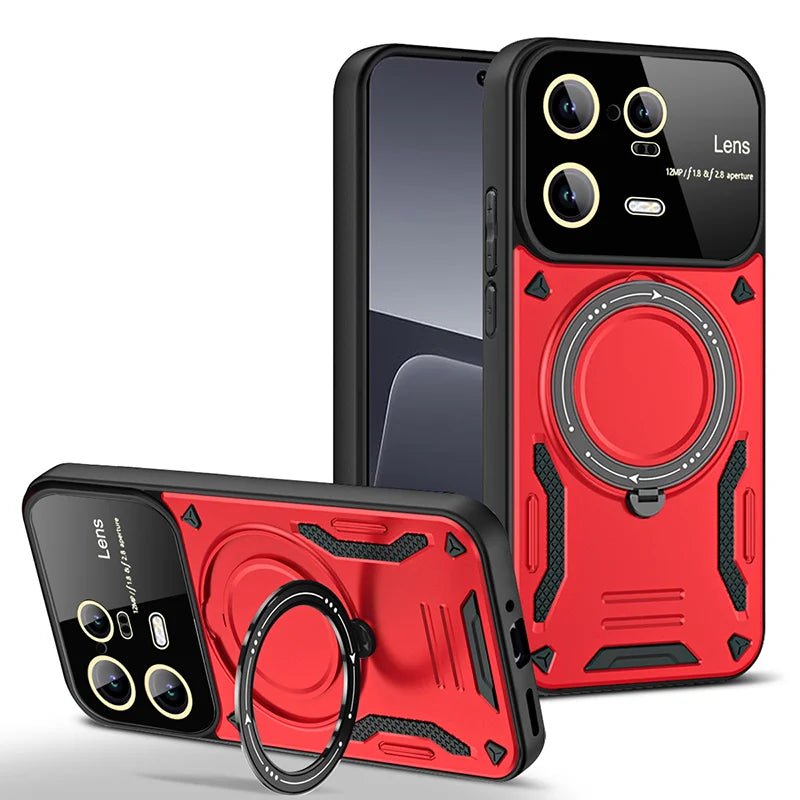Camera Protect Shockproof  Armor Phone Case For Xiaomi 11T 12T Pro 13 13T Pro For Xiaomi 14 Pro Magnet Holder Ring Back Cover