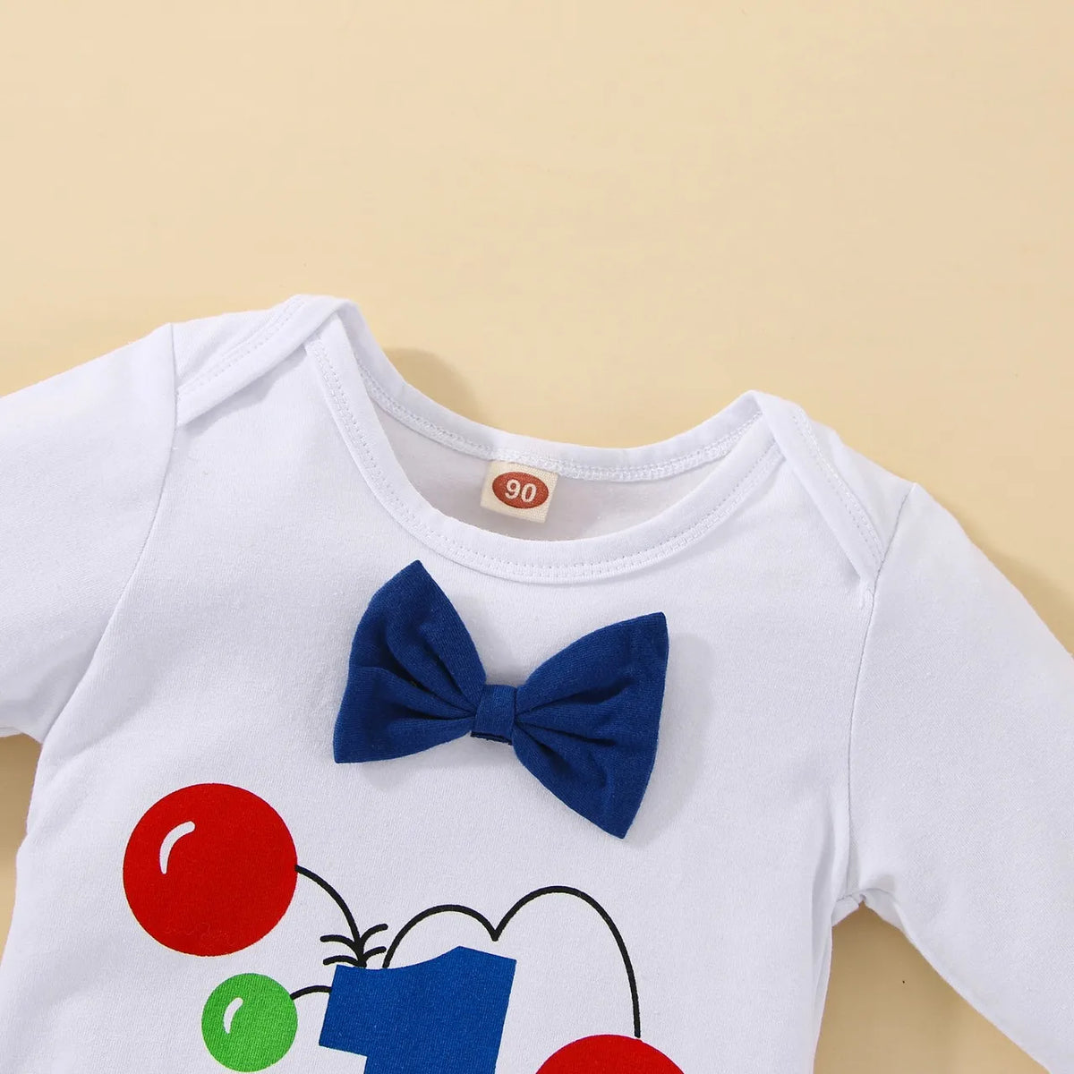 Prowow Baby Boy Cake Smash Outfits Balloon Letter"1" Romper and Y-back Strap Pants 3pcs Sets Baby Boy One Year Birthday Clothes