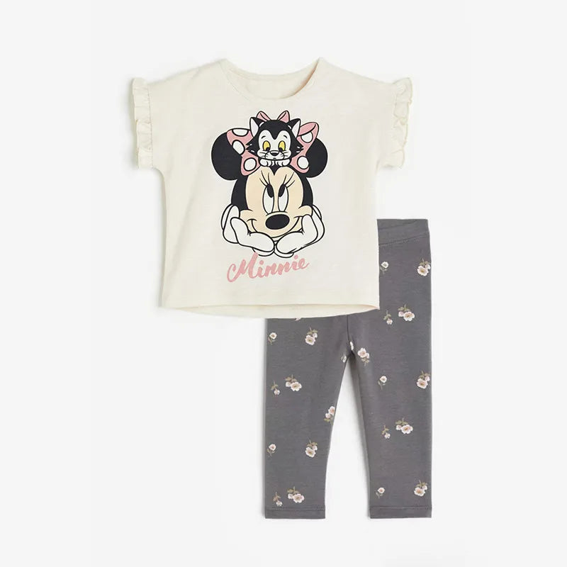Kids Baby Girl Spring Autumn Clothes Sets Cute Minnie Print Sweatshirt+Pants 2Pcs Casual Long Sleeve Outfits