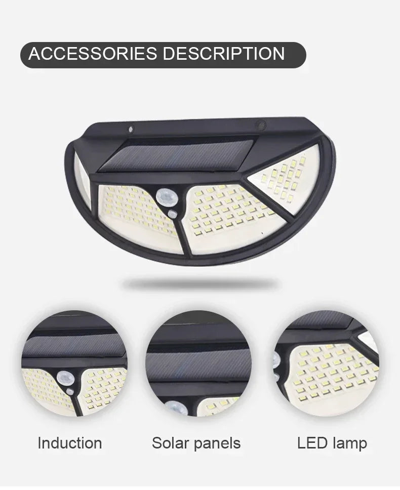 Ultra Bright 102 LED Solar Garden Light PIR Motion Sensor Outdoor Security Wall Lamp 1200mAh 18650 Rechargeable Street Light