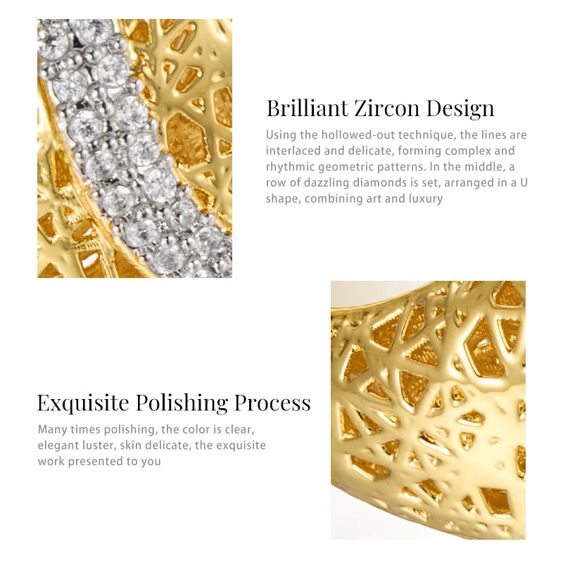 IVOG Brilliant Zircon U-shape Design Ring For Women Hollow Out Luxury Ring Fashion Jewelry Flagship Store