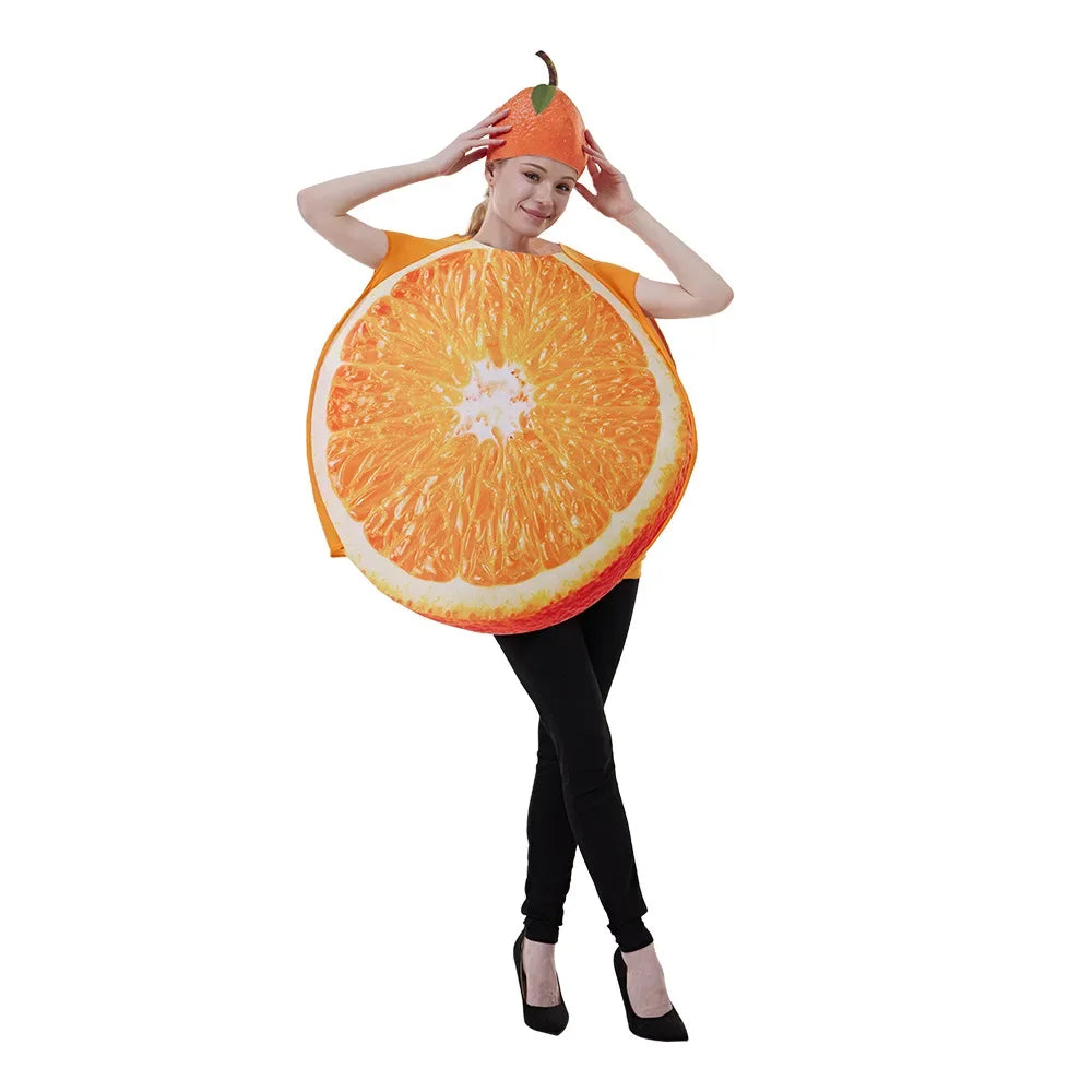 Halloween Fun Fruit Slice Costume Adult Cosplay Orange Play Costume Vegetable Party