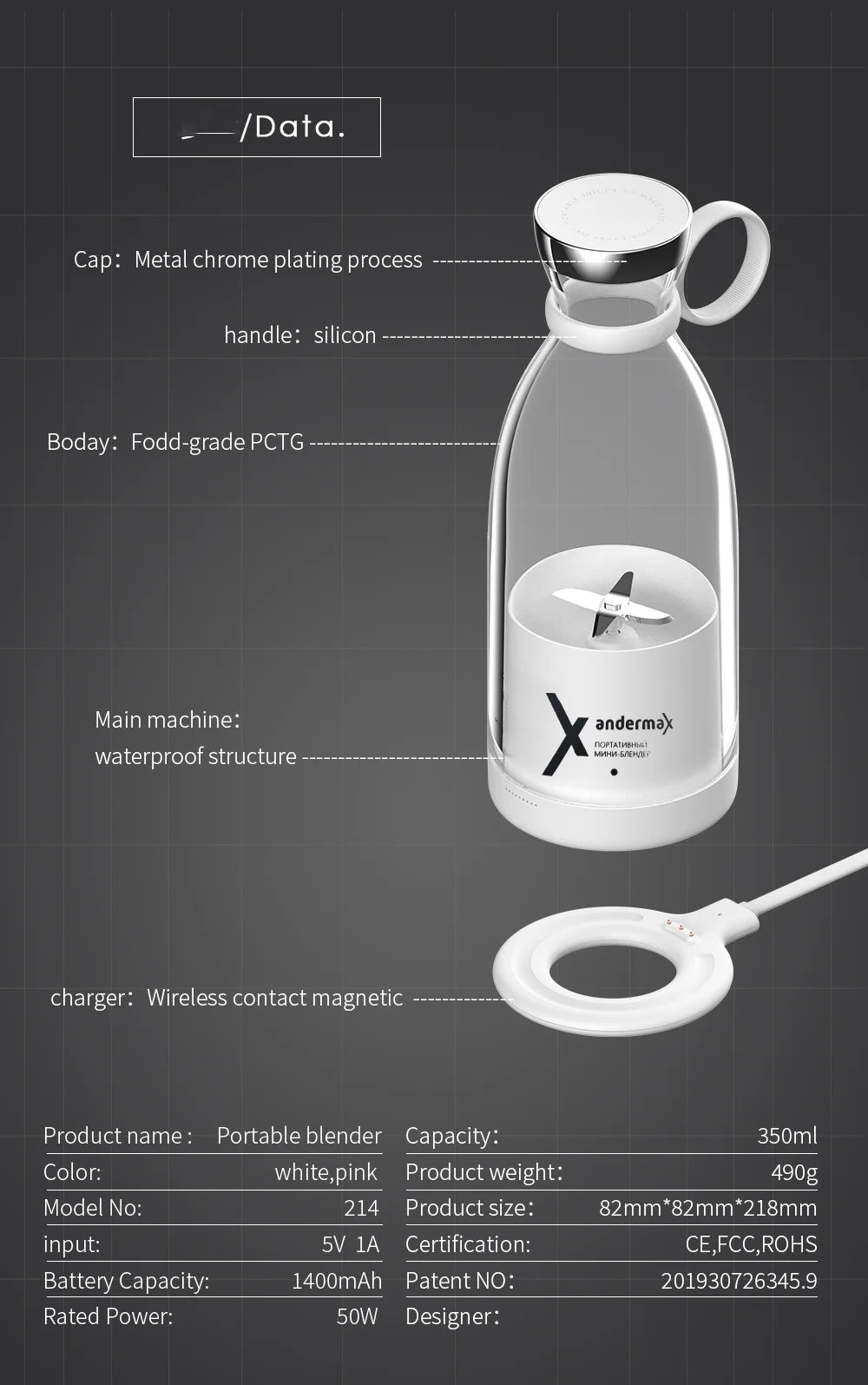 New Mini Portable Blender Electric Juicer Fruit Mixers Fruit Home Smoothies Mixer Multifunctional Juice Maker Machine Blender