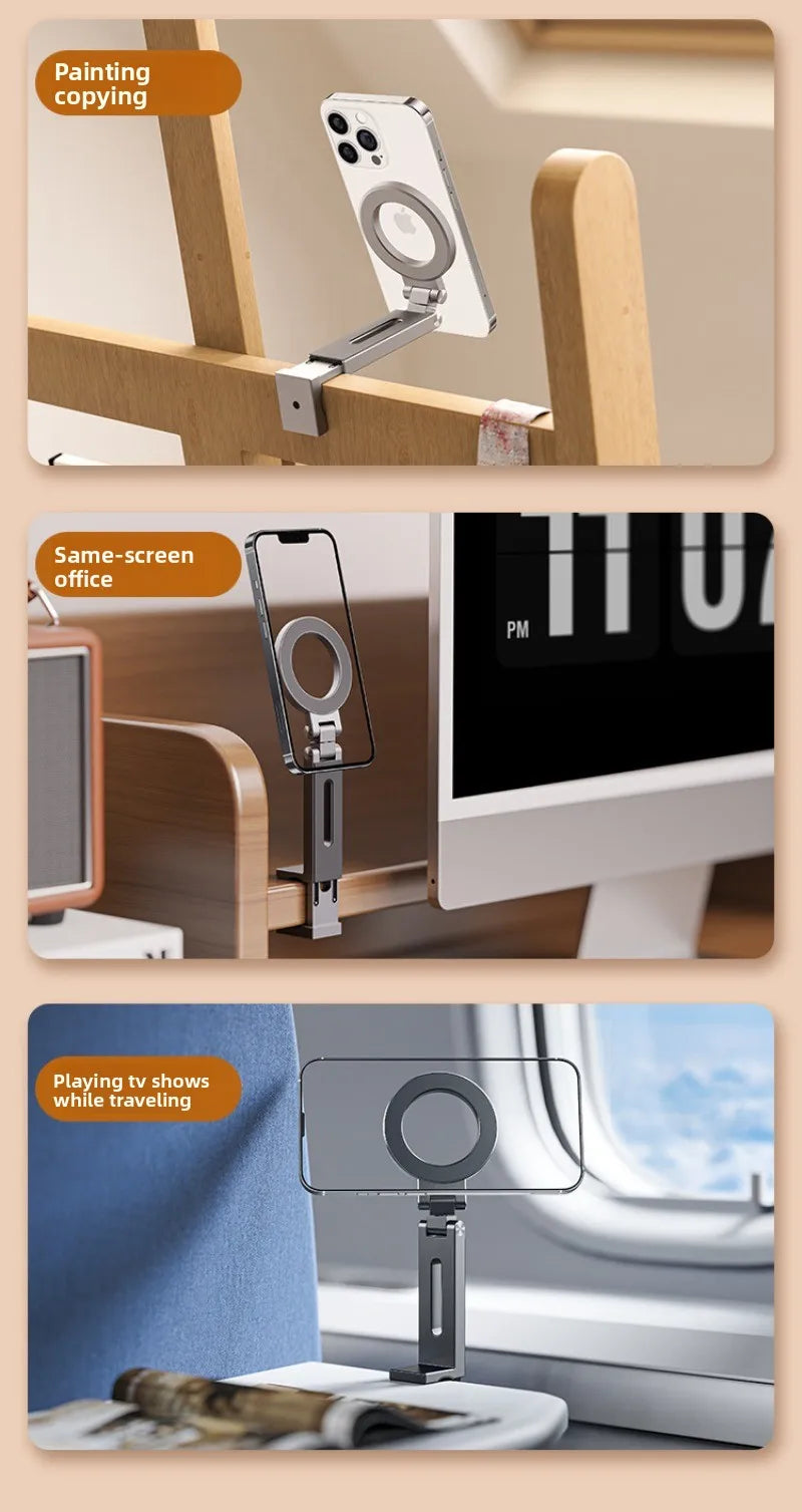 Universal Magnetic Phone Holder Travel Essentials Flexible Rotation Hands-Free Airplane Phone Mount for IPhone15 Pro Max Series
