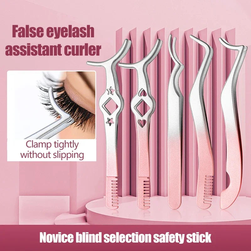 Color Eyelash Comb Tweezers Carbon Steel Professional Pincet Lashes Extension Tweezers False Eyelashes Applicator Makeup Tools