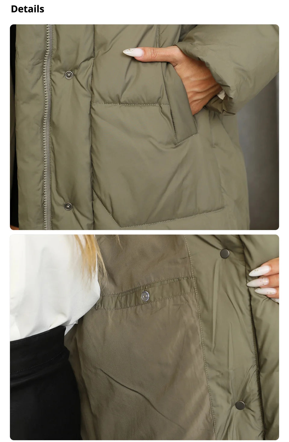 GASMAN 2024 Winter Down Jacket Women Long Classic zipper Design Pocket Stand Collar Hooded Slim Coat Women Parkas 88590