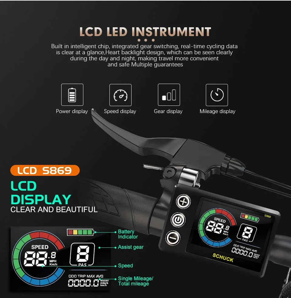 Ebike Sine Wave Display Controller 100A Three-Mode 48V52V60V72V with Learning Function UKC1 LCD Color Display 3000W5000W Motor