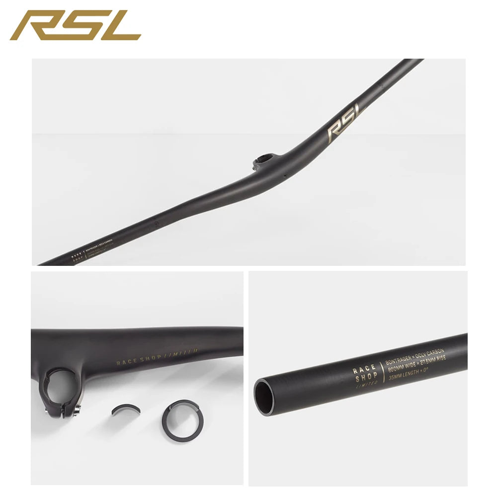 MTB Carbon Handlebar For RSL,Stem Rise 0°, Stem Length 35/45/55, Clamping 28.6mm Rise 27.5mm Width 760mm Mountain Bike Part