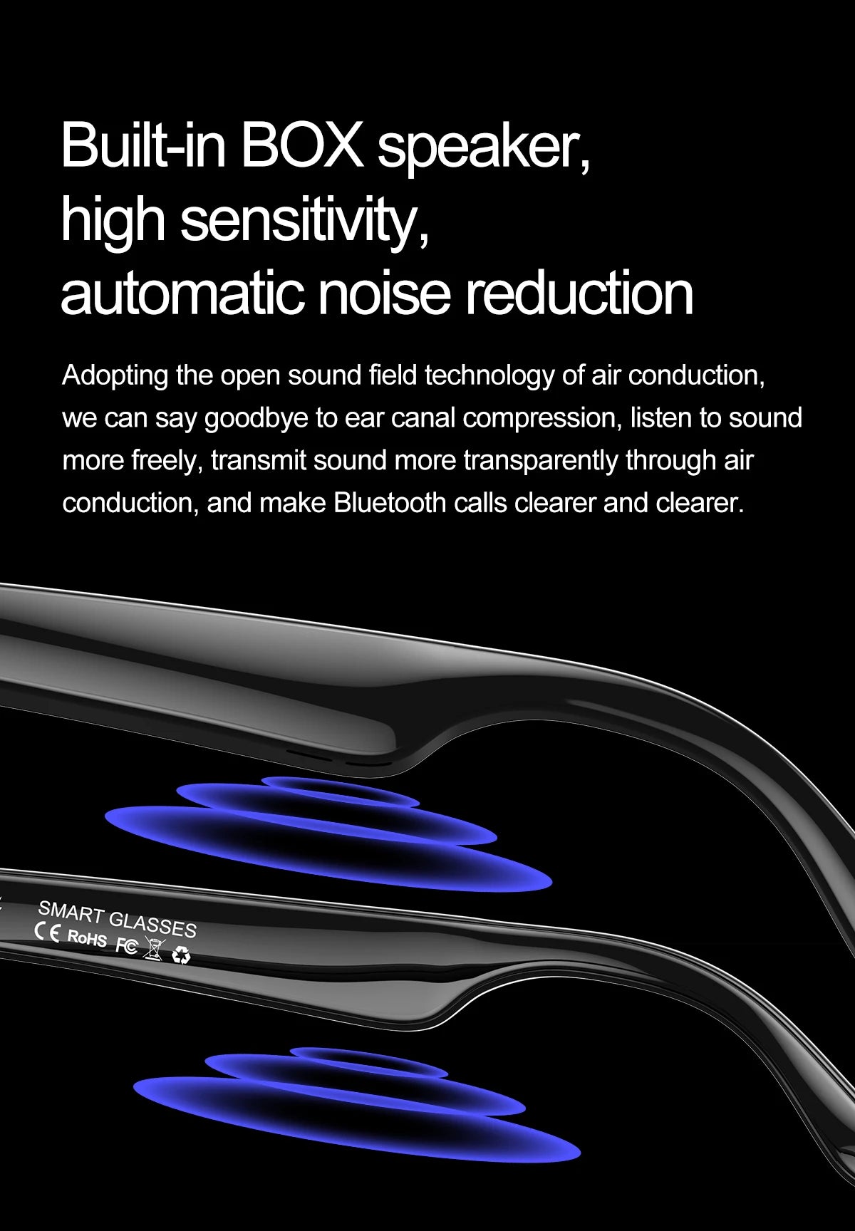 Upgrade Smart Glasses 134 Online Languages AI Automatic Translation Conversation with Speaker UV Protected Bluetooth Sunglasses
