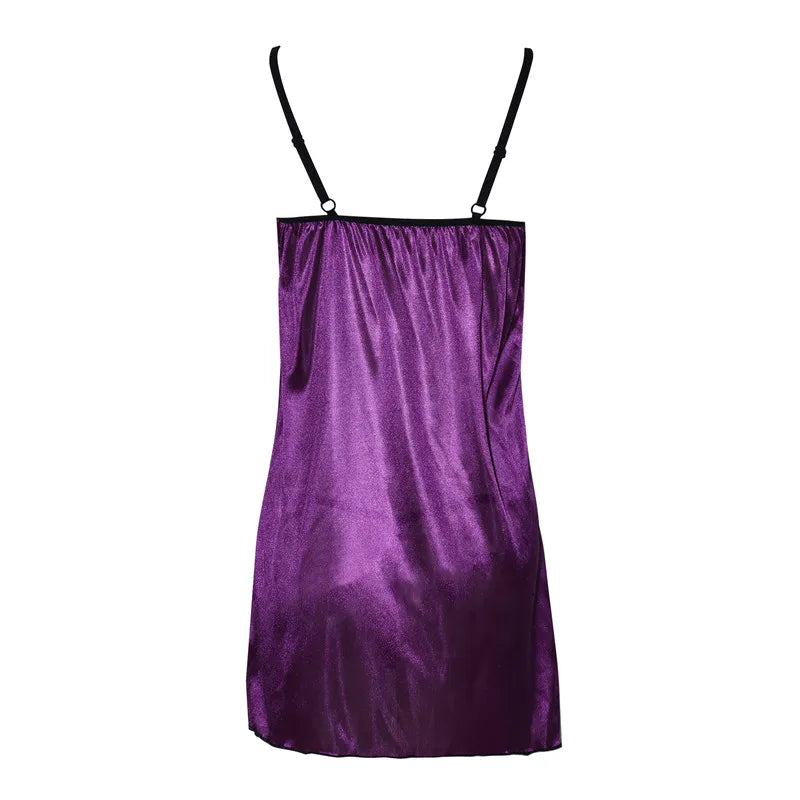 Women Sling Lace Sleepwear Female Sexy V Neck Nightdress Sexy Nightdress Lace-up Cutout Flower Silky Comfortable Sleepwear New