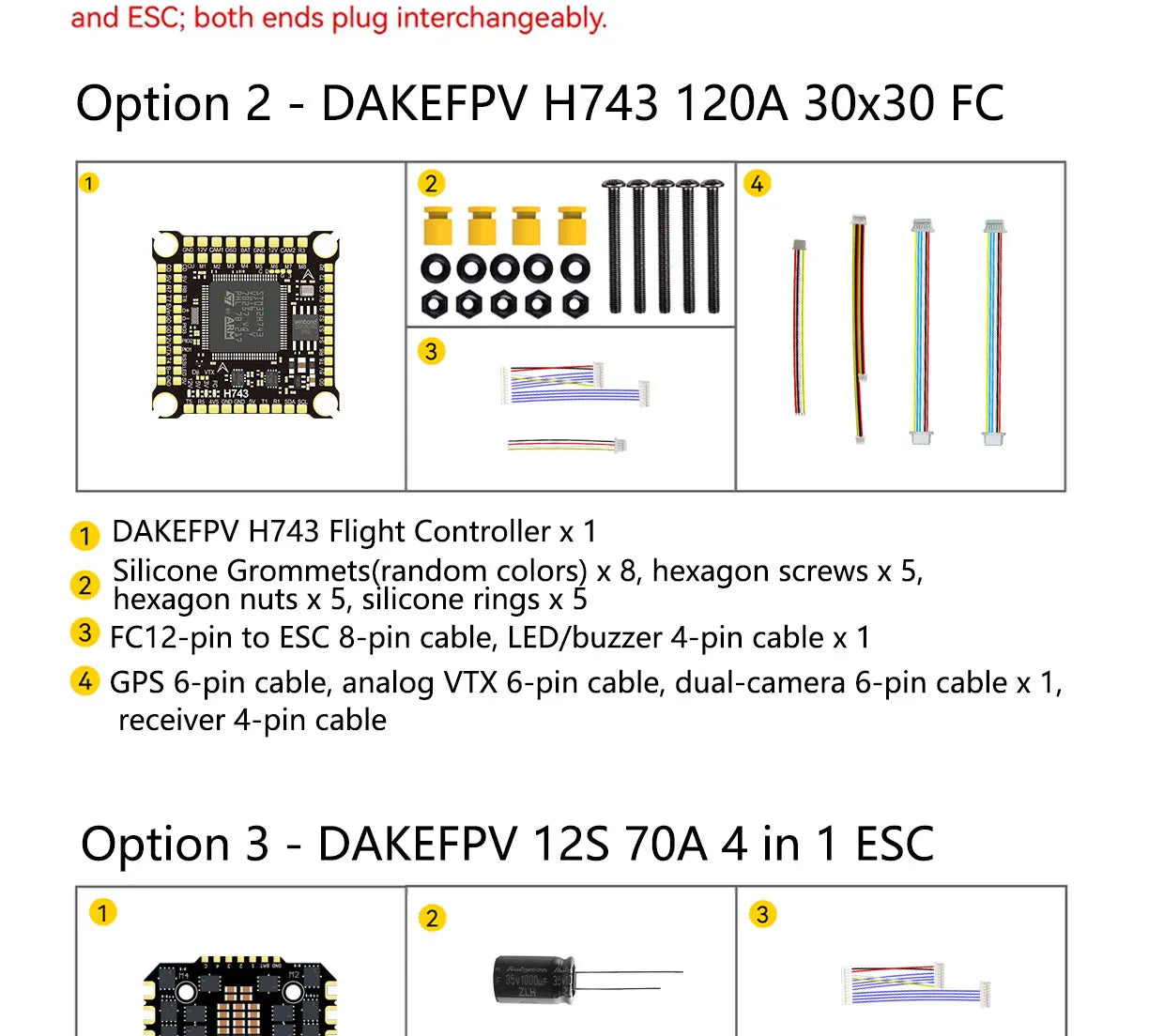 DAKEFPV H743 100A/120A stacked ICM42688P H743 flight control module BLHELI_S 120A 4-in-1 ESC 30.5X30.5 millimeters.