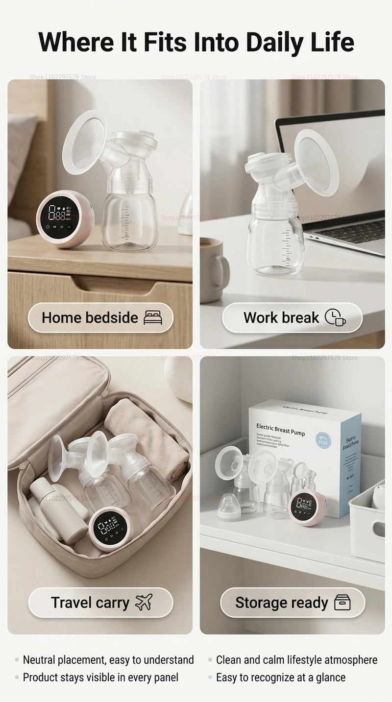 Portable USB Double Electric Breast Pump BPA Free 3 Modes 9 Suction Levels LED Display for Nursing Moms Easy Baby Feeding Gifts