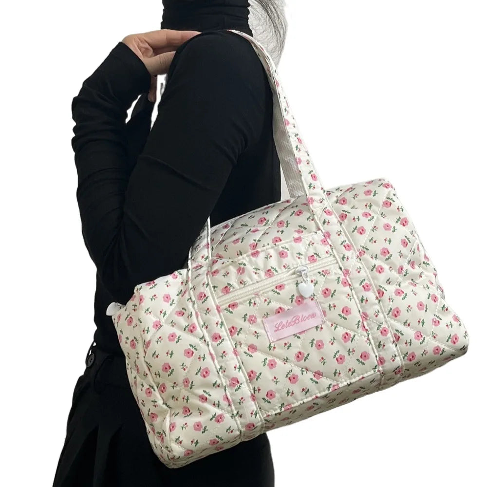 Korean Style Stroller Organizer Bags Flower Multi-pocket Floral Mummy Bag Portable Baby Care Storage Women Handbag Outdoor