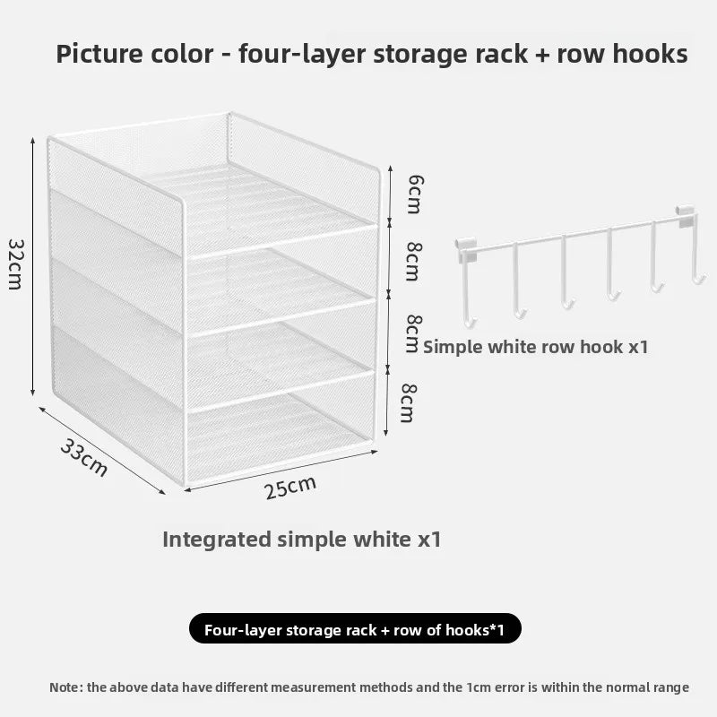 4 Tier Metal Paper Tray Desk Organizer, Stackable File Trays for Office Home, Multi-Functional Document Tray with Grid Design.