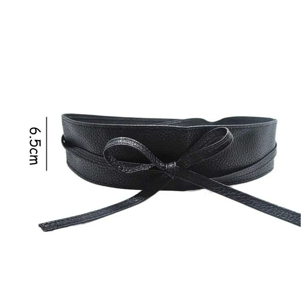 Dress Accessories for Female Soft Leather Elegant Bow Belt Ladies  Girls Belt Wide Self Tie Wrap Around Waist Band Dress Belt