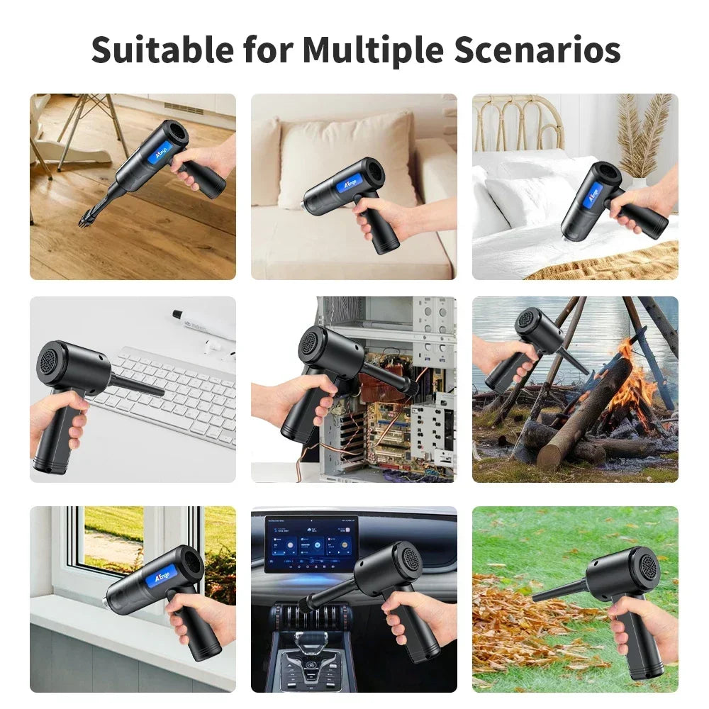 Electric Compressed Air Duster 2 in 1 Cordless Car Vacuum Cleaner Powerful Handheld Dust Air Blower for Pet Hair Office Keyboard