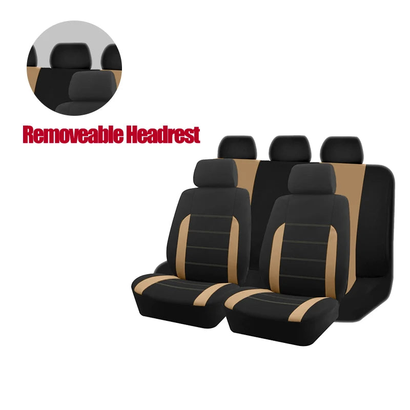 AUTO PLUS Beige Car Seat Cover Universal Fabric Seat Covers Car Accessories Interior Fit For Most Car Suv Truck Seat Cushion