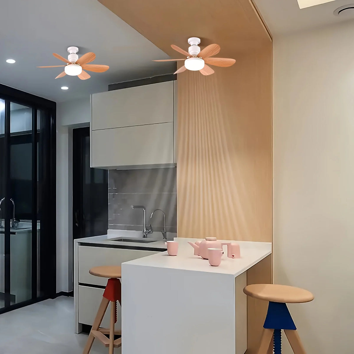 E26/E27 Lamp Holder Fan Light, Smart Ceiling Fan with Light and Remote Control, Easy to Install, Suitable for Bedrooms, Kitchens