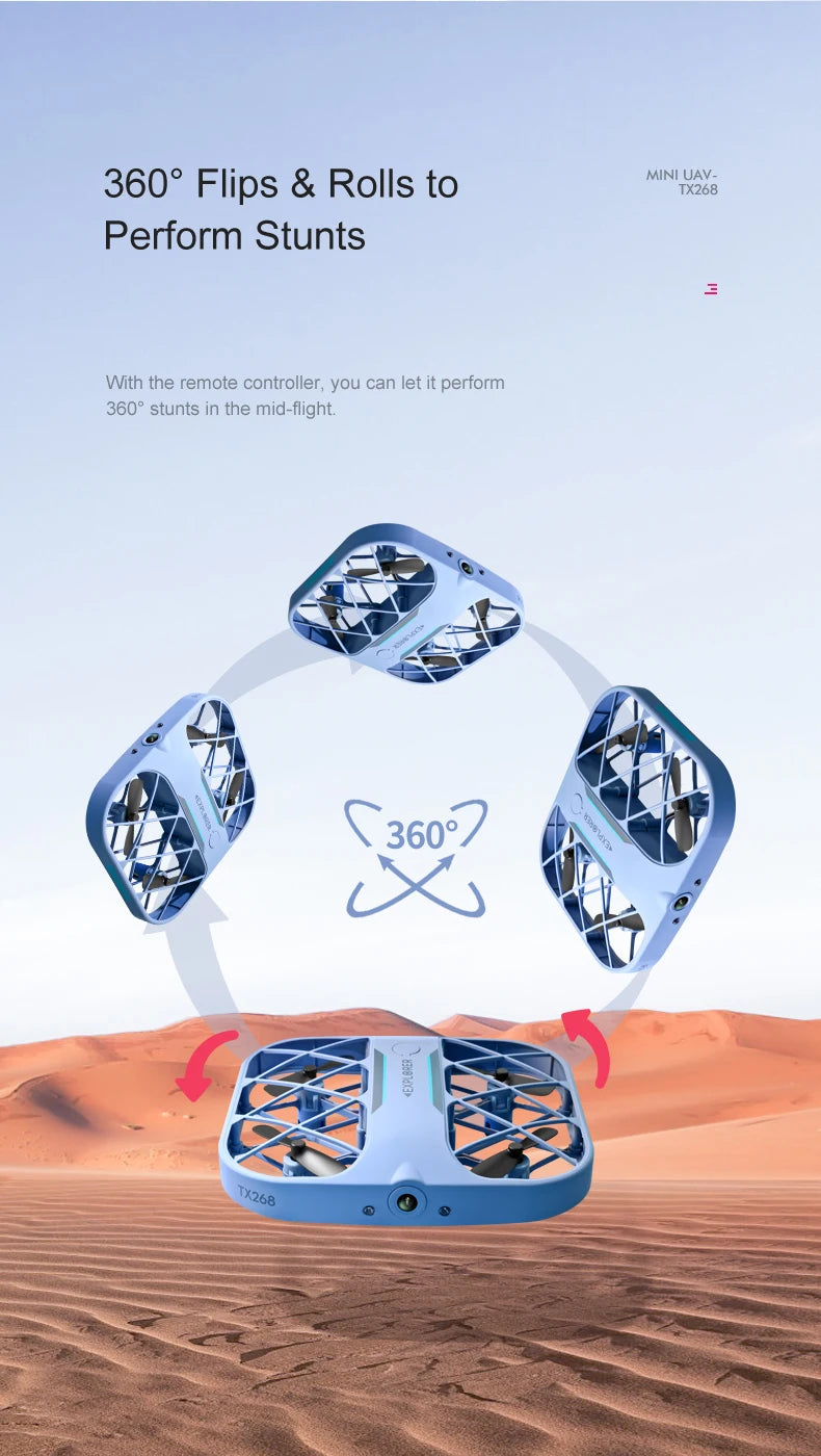 Mini Drone With 4k Professional Camera Air Hover 360° Roll Wide-Angle Camera Portable Long Life Remote Control Helicopter Toy