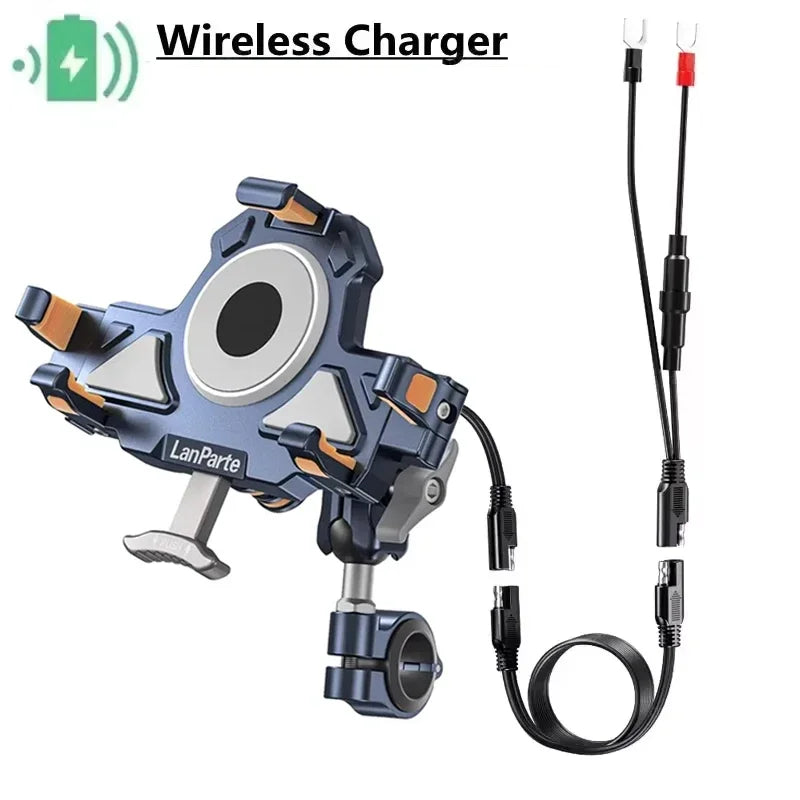 Motorbike Bicycle Bike Stand Metal Shockproof Motorcycle Phone Holder 4 Vibration Dampener 15W Wireless Charger Fast Charging
